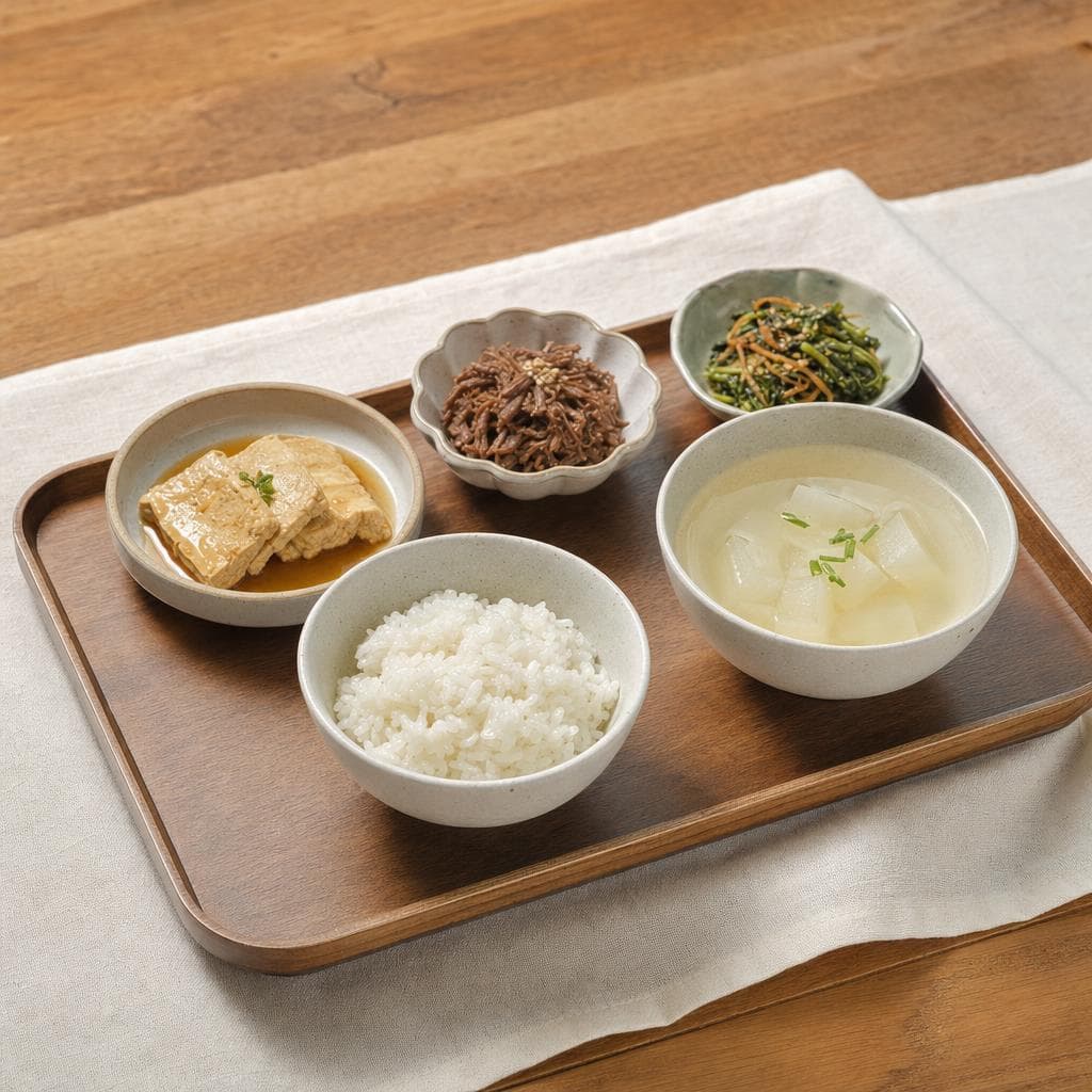 부드러운 반찬을 담은 어르신 밥상